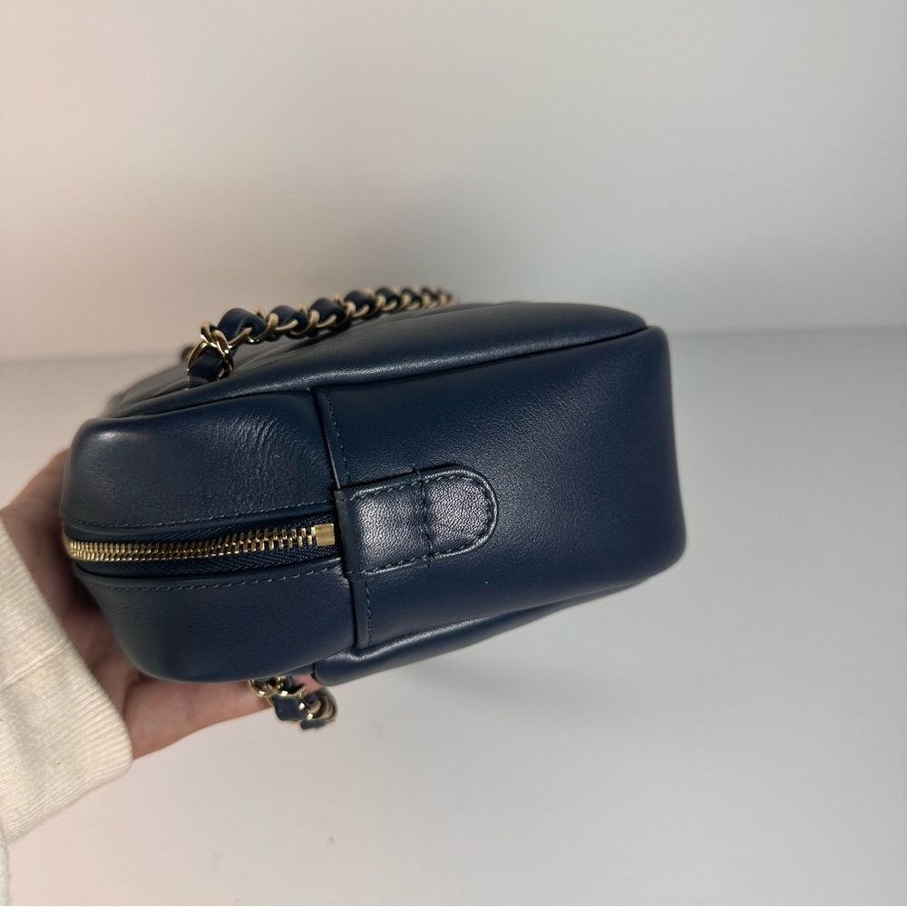 Chanel Calfskin Quilted Daily Chevron Camera Case Navy Blue - Picture 10 of 16